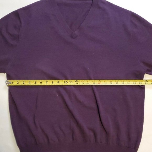 VTG Men’s Large 100% Italian Extra Fine MERINO WOOL Sweater Purple EUC - Picture 6 of 8